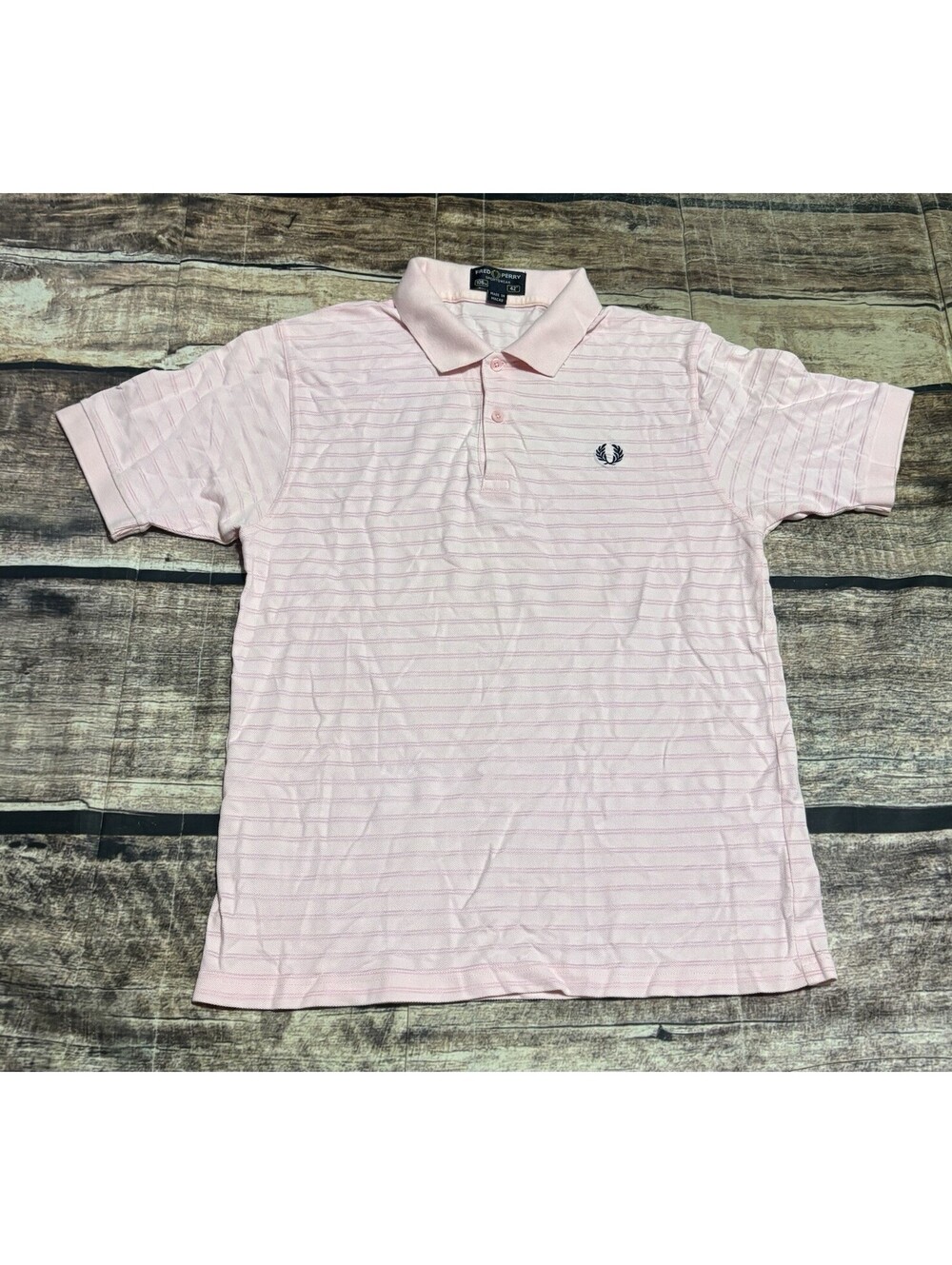 Fred Perry Polo Shirt Mens Medium Pink Striped Cotton